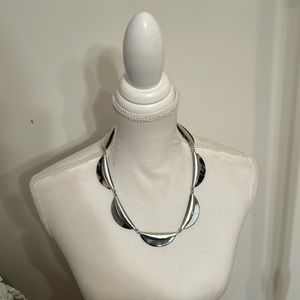 Silver tone statement link necklace